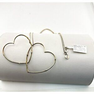 John Hardy Sterling Silver Necklace Bamboo Heart Interlocking Large w/ Tag $395